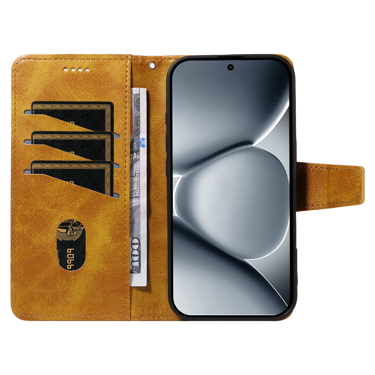 For Xiaomi Poco M8 Pro 5G / Redmi Note 15 Pro+ 5G (Global) Leather Case Wallet Stand Grids Imprinted Phone Cover with Strap - Yellow