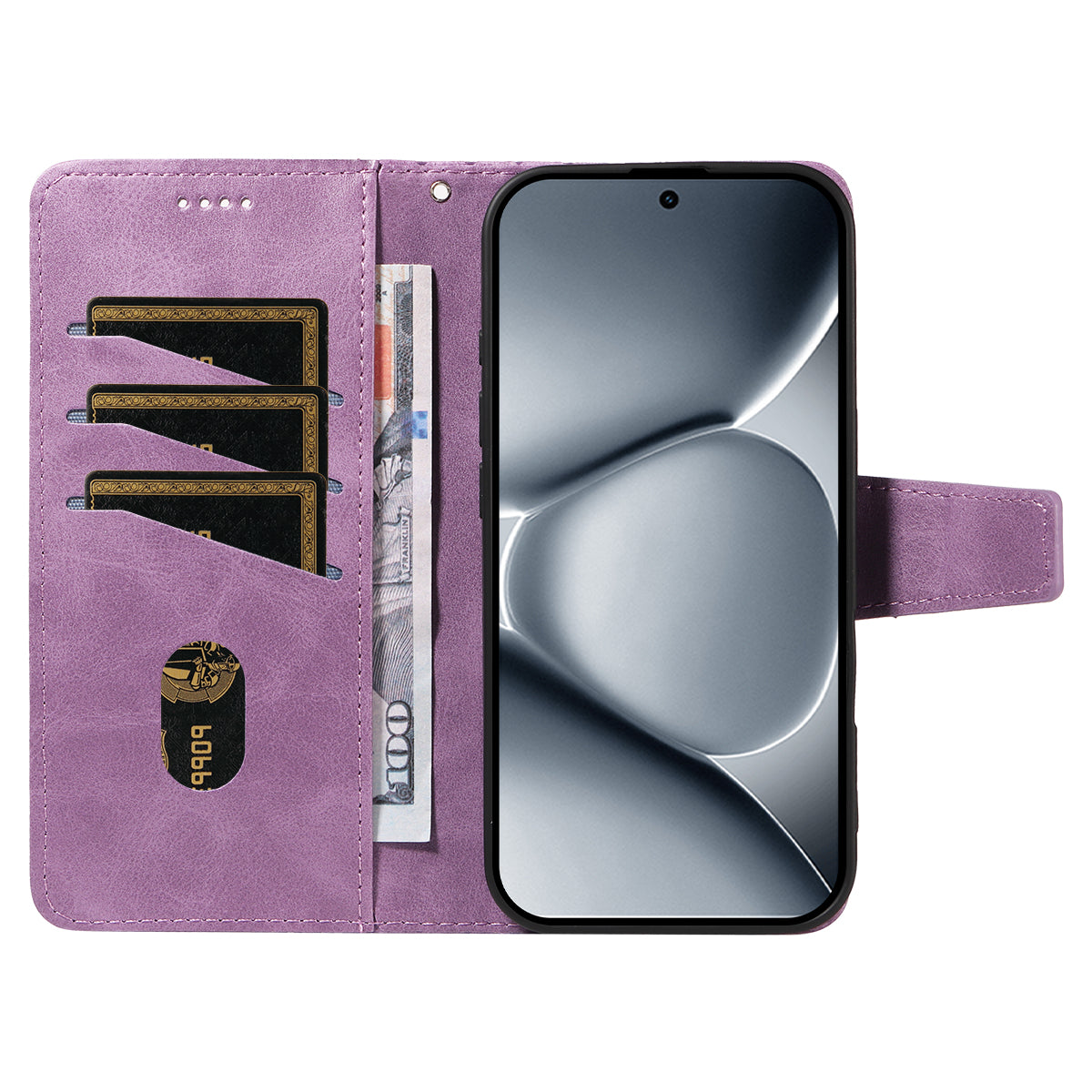 For Xiaomi Poco M8 Pro 5G / Redmi Note 15 Pro+ 5G (Global) Leather Case Wallet Stand Grids Imprinted Phone Cover with Strap - Light Purple