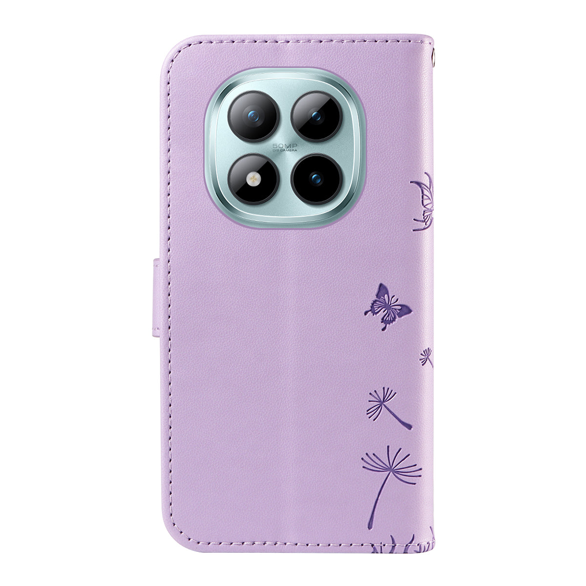 For Xiaomi Poco M8 Pro 5G / Redmi Note 15 Pro+ 5G (Global) Leather Wallet Case with Strap Dandelion Imprint Phone Stand Cover - Purple