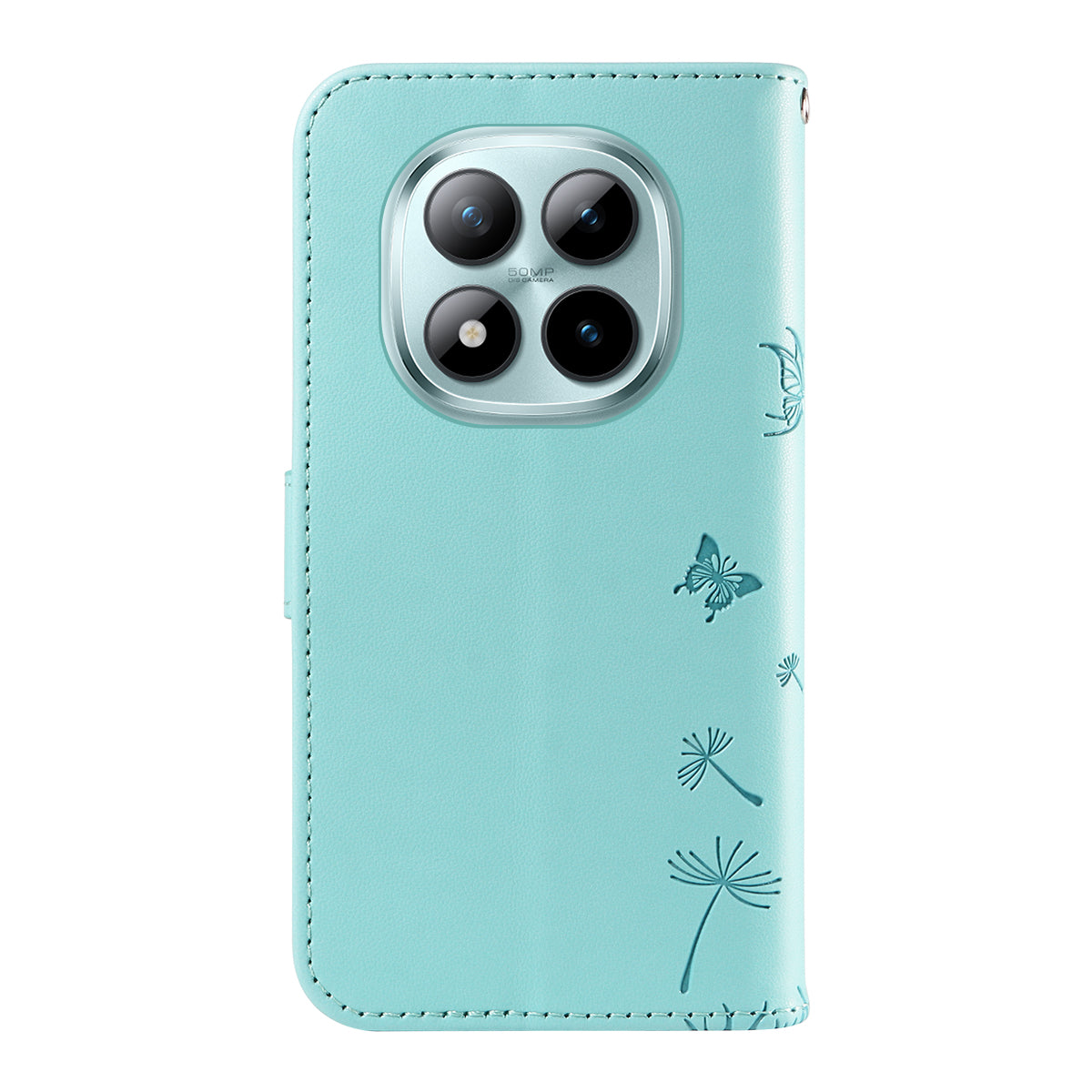 For Xiaomi Poco M8 Pro 5G / Redmi Note 15 Pro+ 5G (Global) Leather Wallet Case with Strap Dandelion Imprint Phone Stand Cover - Green