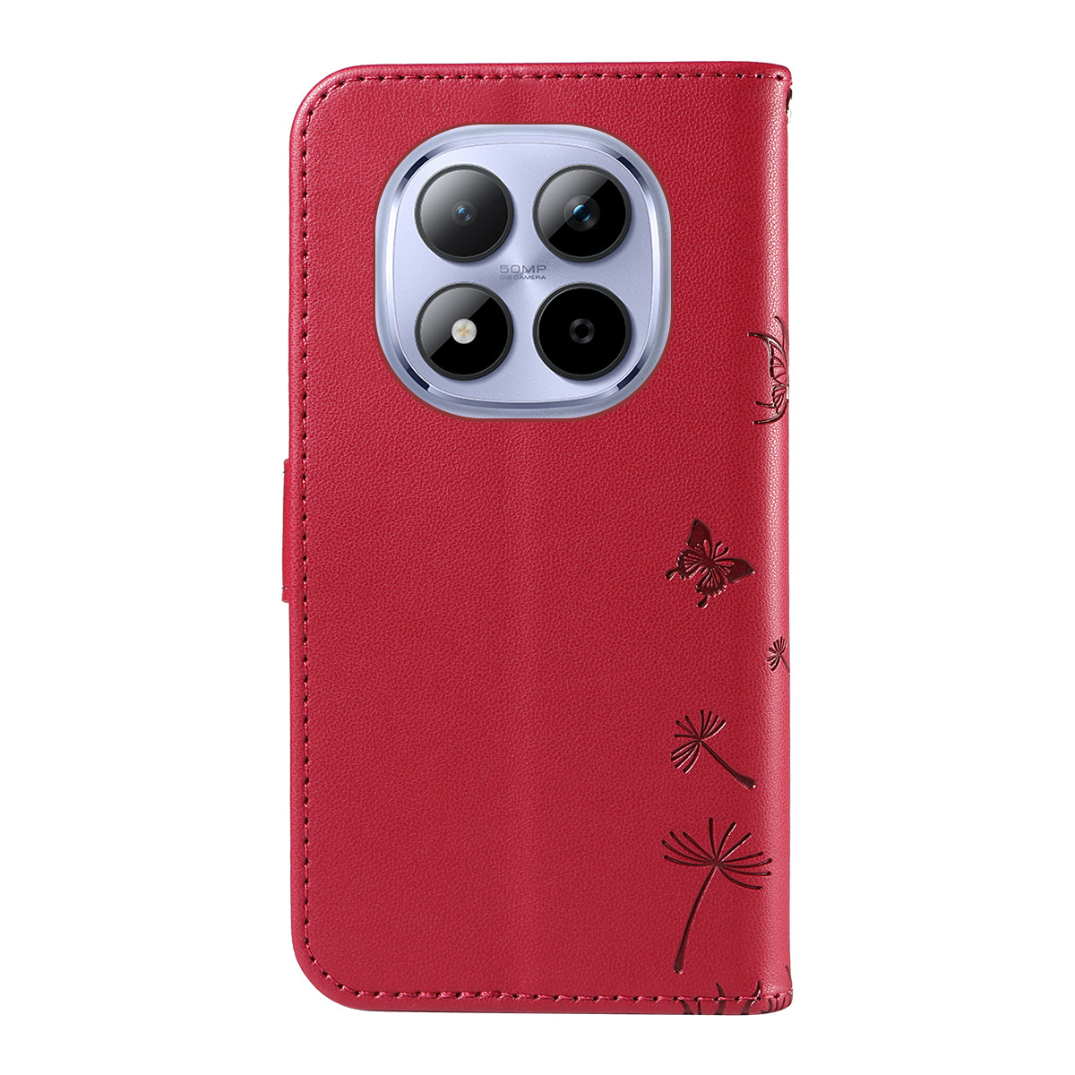 For Xiaomi Redmi Note 15 Pro 5G (Global) Leather Wallet Case with Strap Dandelion Imprint Phone Stand Cover - Red