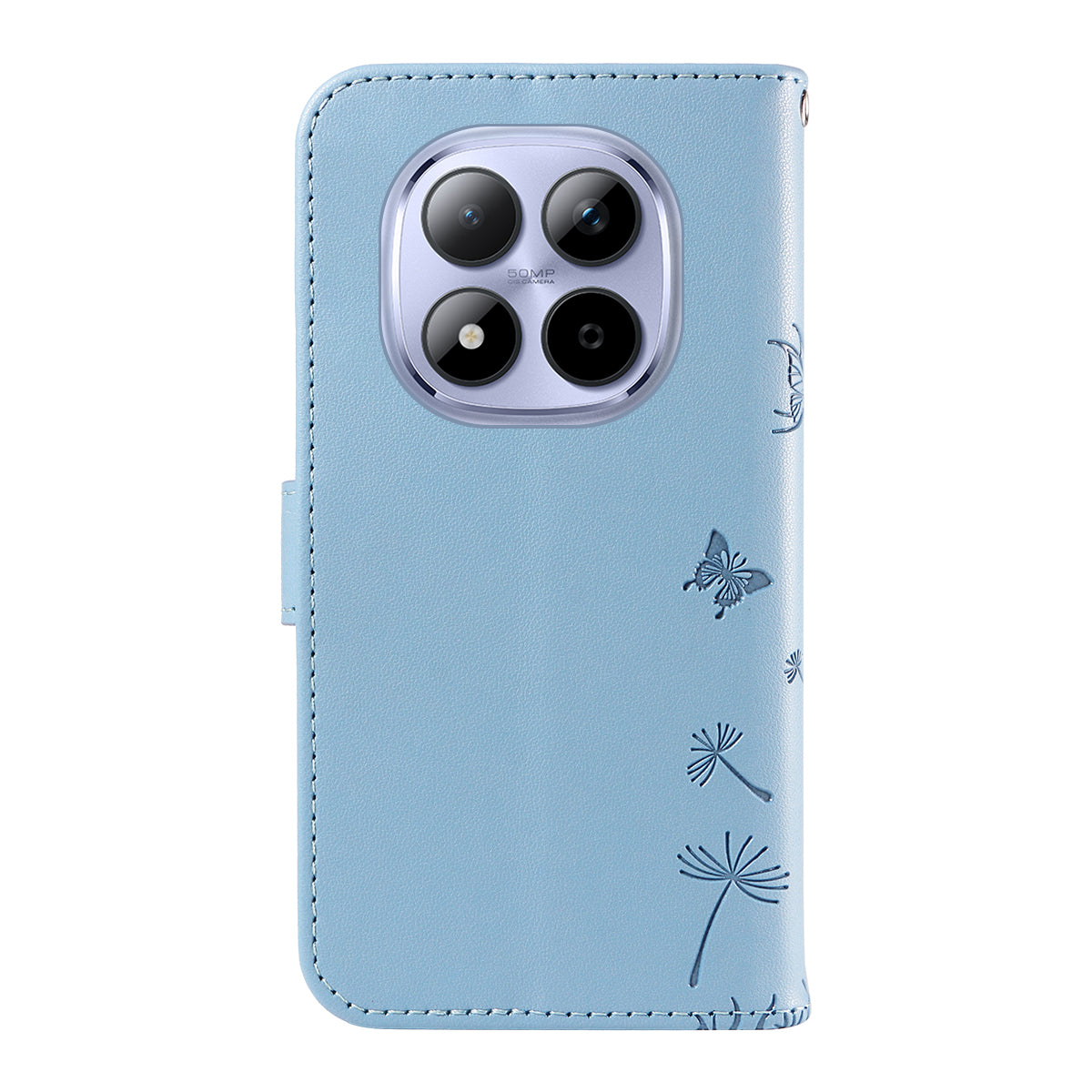 For Xiaomi Redmi Note 15 Pro 5G (Global) Leather Wallet Case with Strap Dandelion Imprint Phone Stand Cover - Sky Blue