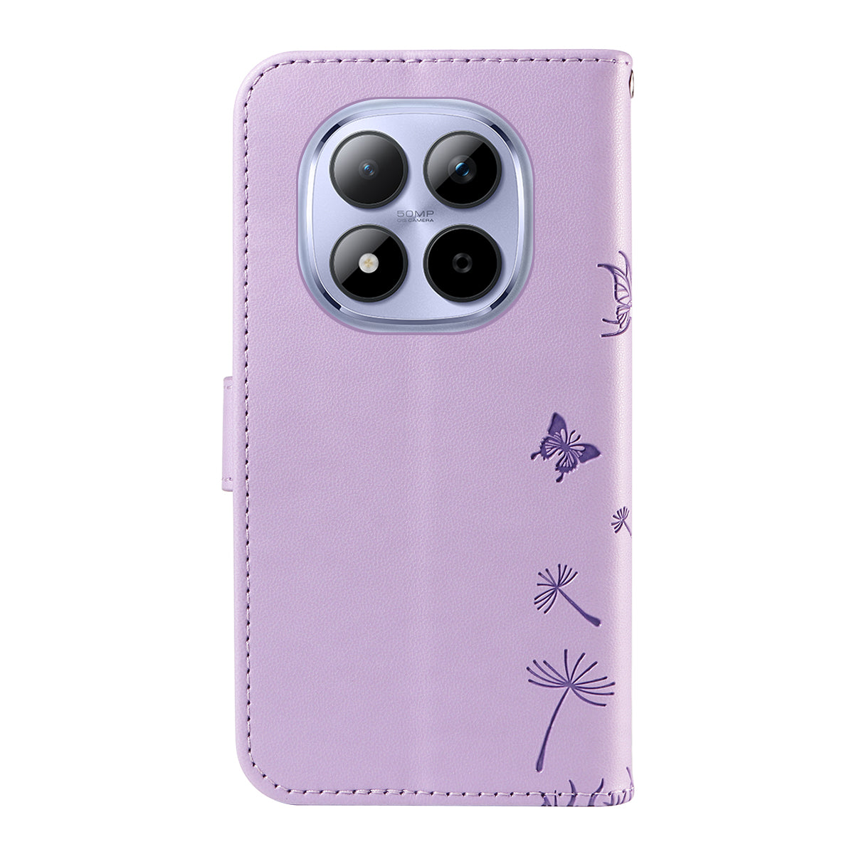 For Xiaomi Redmi Note 15 Pro 5G (Global) Leather Wallet Case with Strap Dandelion Imprint Phone Stand Cover - Purple