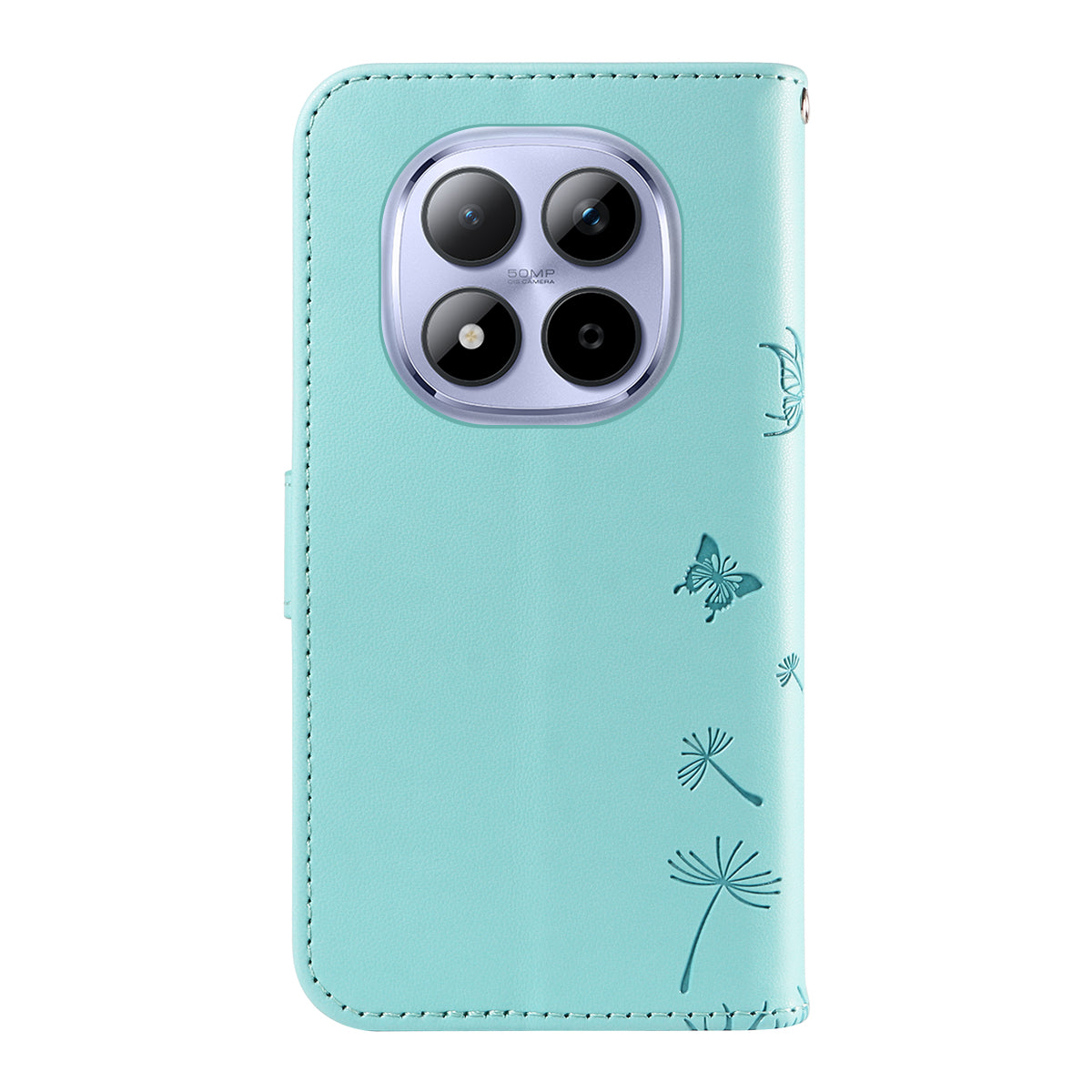 For Xiaomi Redmi Note 15 Pro 5G (Global) Leather Wallet Case with Strap Dandelion Imprint Phone Stand Cover - Green
