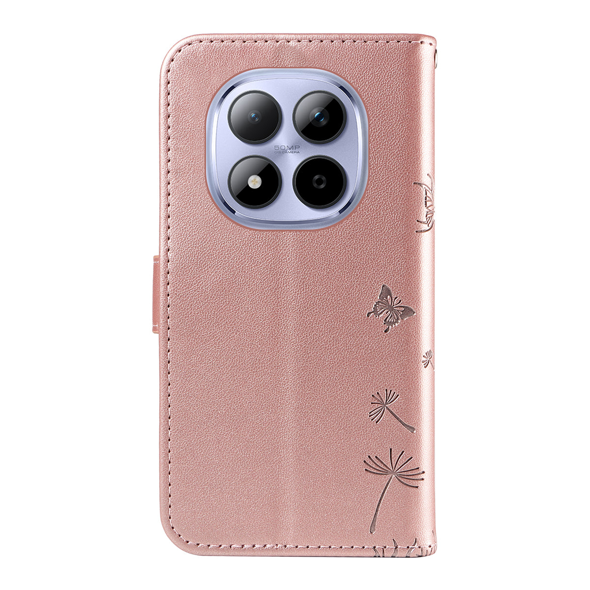 For Xiaomi Redmi Note 15 Pro 5G (Global) Leather Wallet Case with Strap Dandelion Imprint Phone Stand Cover - Rose Gold