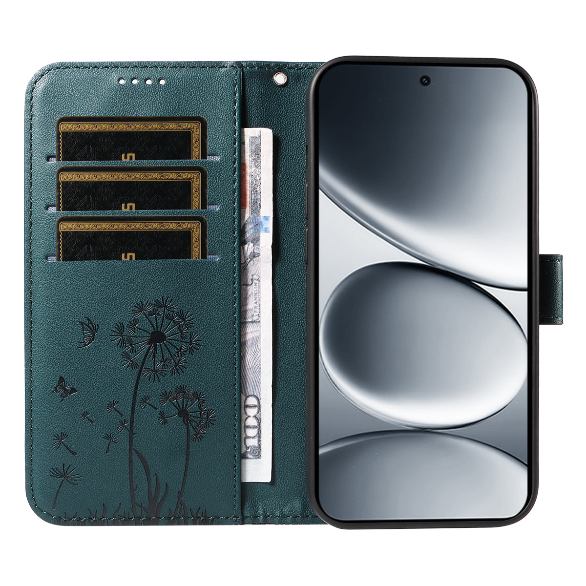 For Xiaomi Redmi Note 15 Pro 5G (Global) Leather Wallet Case with Strap Dandelion Imprint Phone Stand Cover - Blue