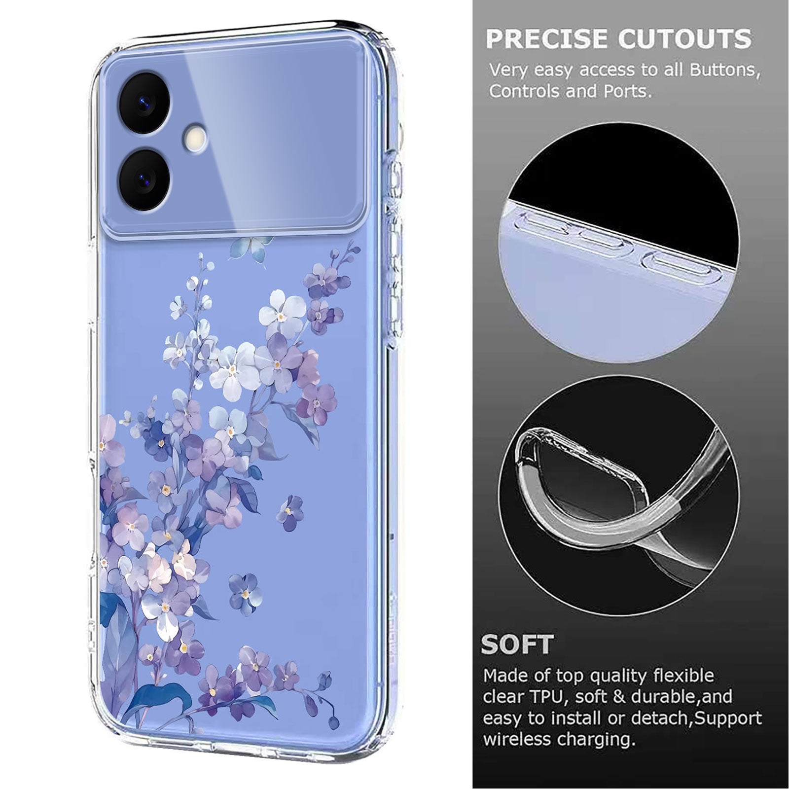 For-Samsung-Galaxy-S26-Edge-Case-Butterfly-Floral-Pattern-Printing-TPU-Phone-Back-Cover-Violets