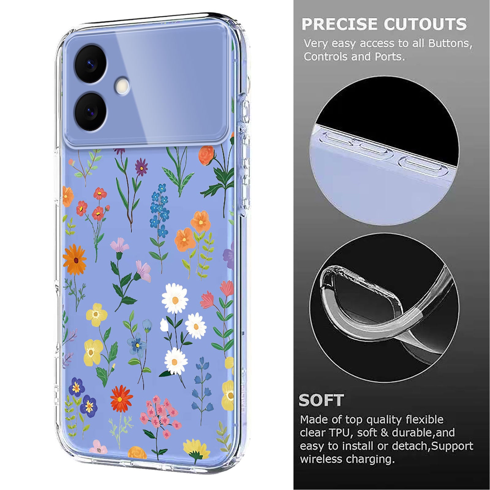 For-Samsung-Galaxy-S26-Edge-Case-Butterfly-Floral-Pattern-Printing-TPU-Phone-Back-Cover-Daisies