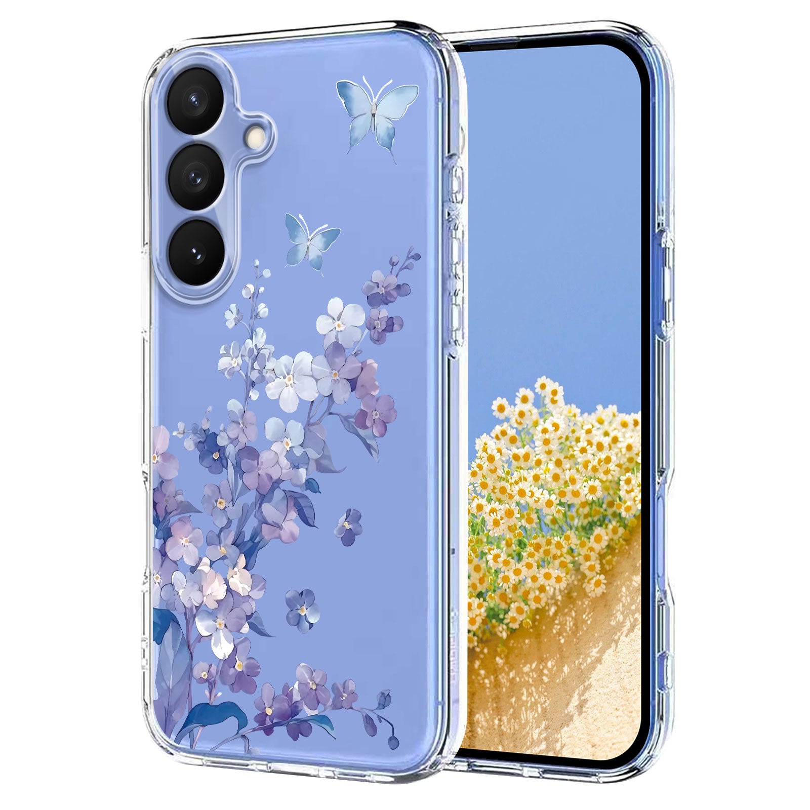 For-Samsung-Galaxy-S26-/-S26-Pro-Case-Butterfly-Floral-Pattern-Printing-TPU-Phone-Back-Cover-Violets