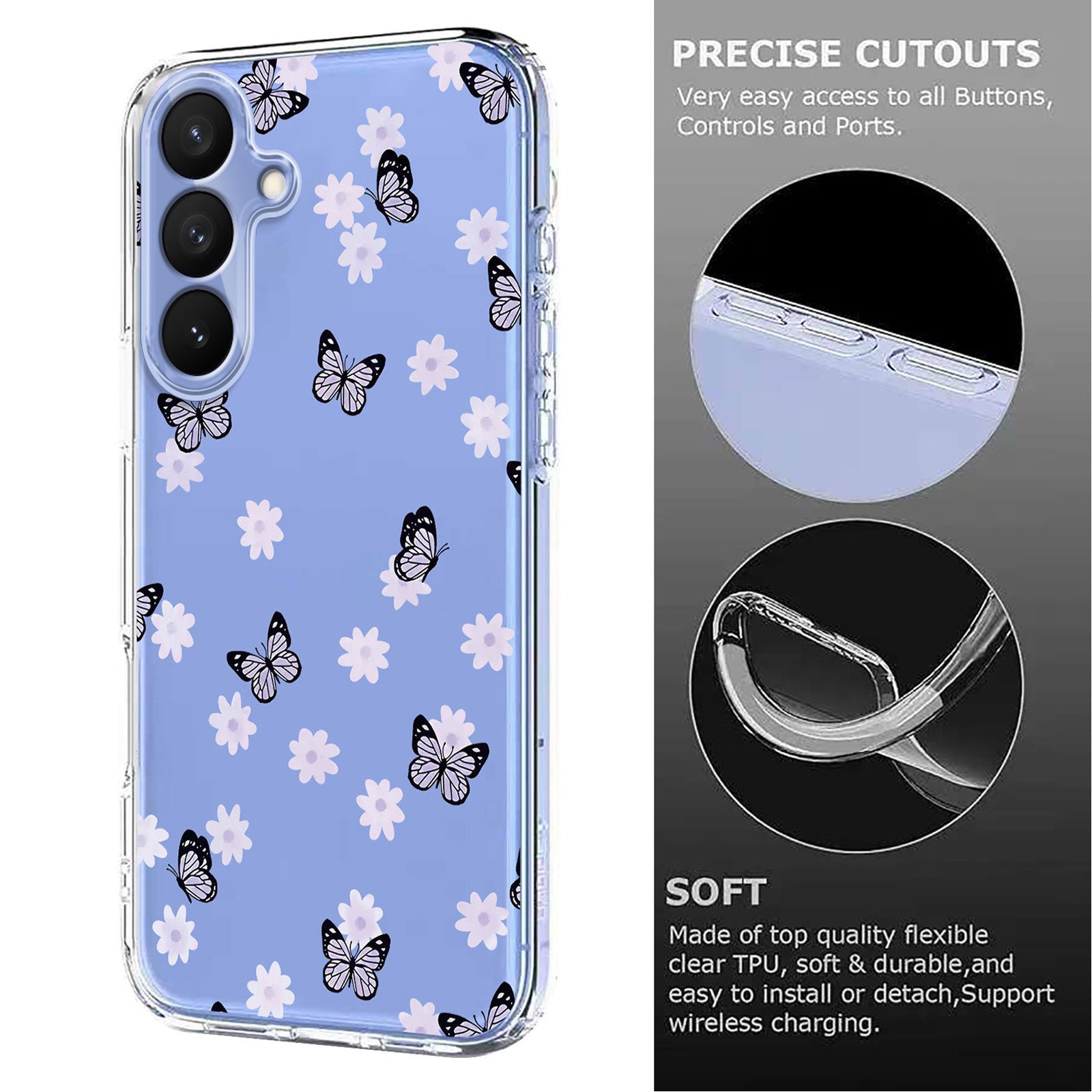 For-Samsung-Galaxy-S26-/-S26-Pro-Case-Butterfly-Floral-Pattern-Printing-TPU-Phone-Back-Cover-Butterflies