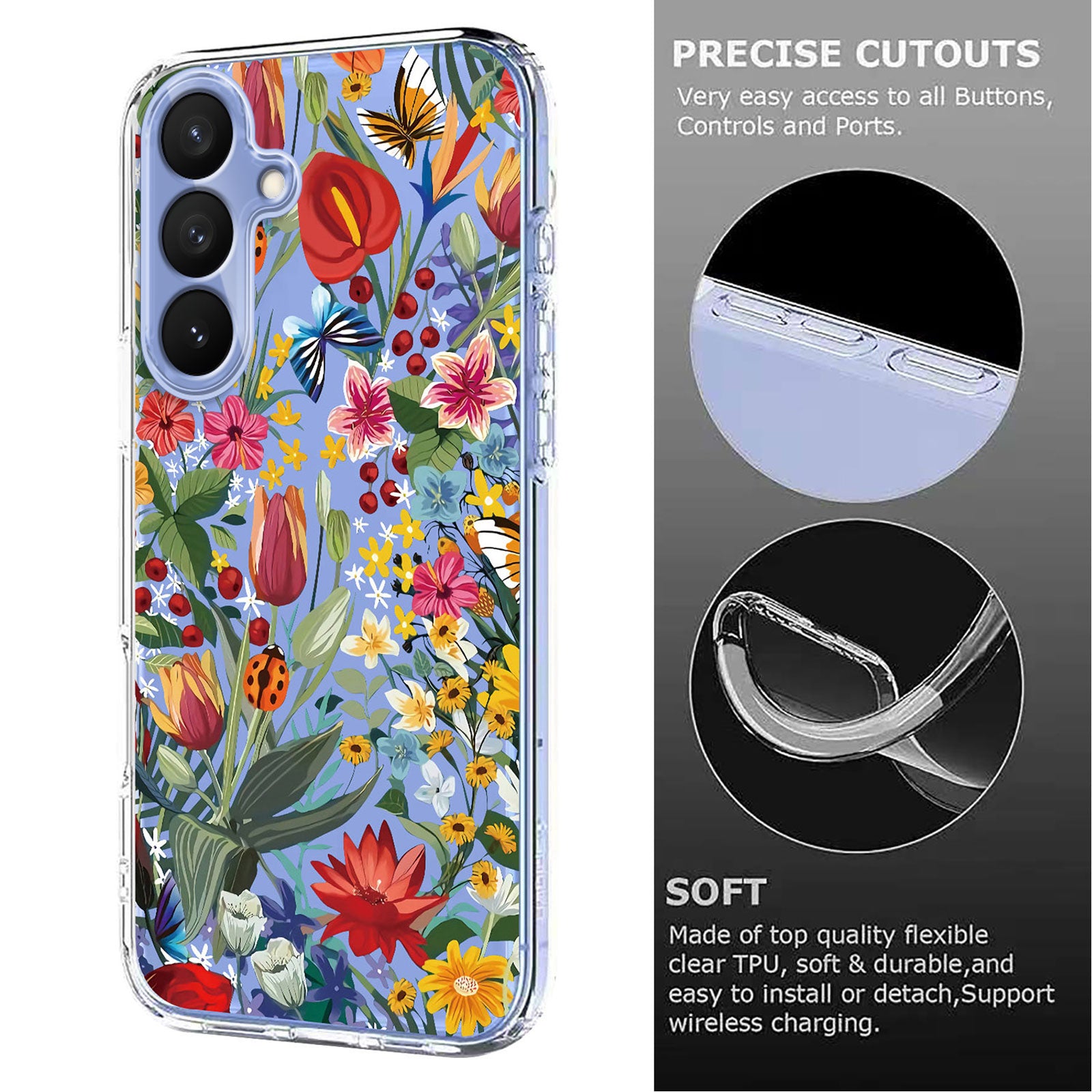 For-Samsung-Galaxy-S26-/-S26-Pro-Case-Butterfly-Floral-Pattern-Printing-TPU-Phone-Back-Cover-Lilies