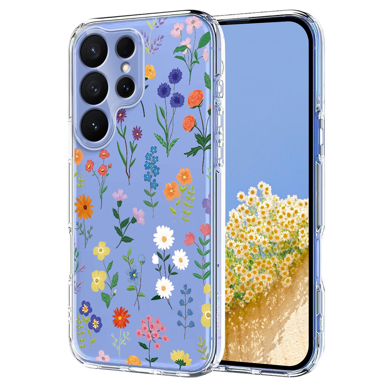 For-Samsung-Galaxy-S26-Ultra-Case-Butterfly-Floral-Pattern-Printing-TPU-Phone-Back-Cover-Daisies