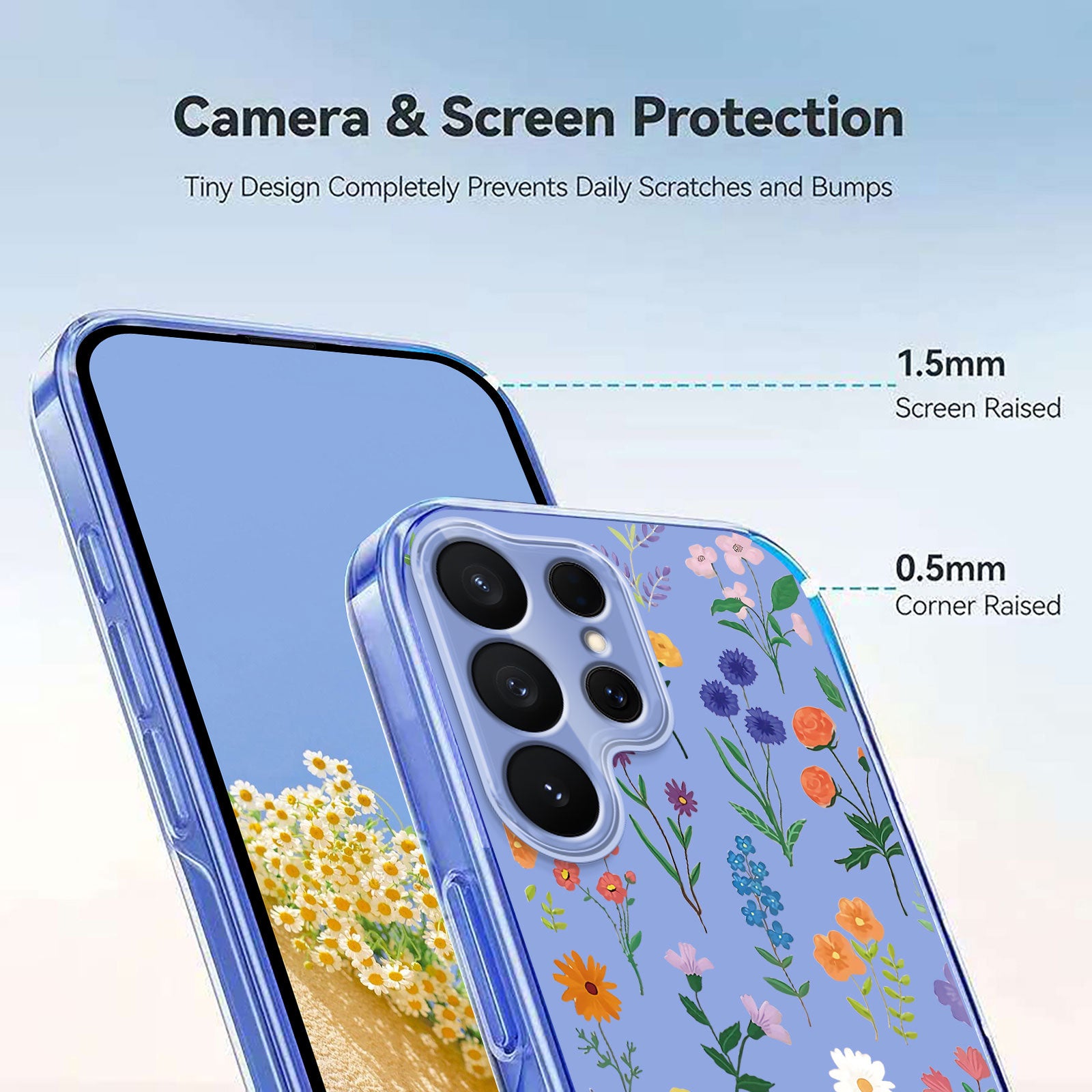For-Samsung-Galaxy-S26-Ultra-Case-Butterfly-Floral-Pattern-Printing-TPU-Phone-Back-Cover-Daisies