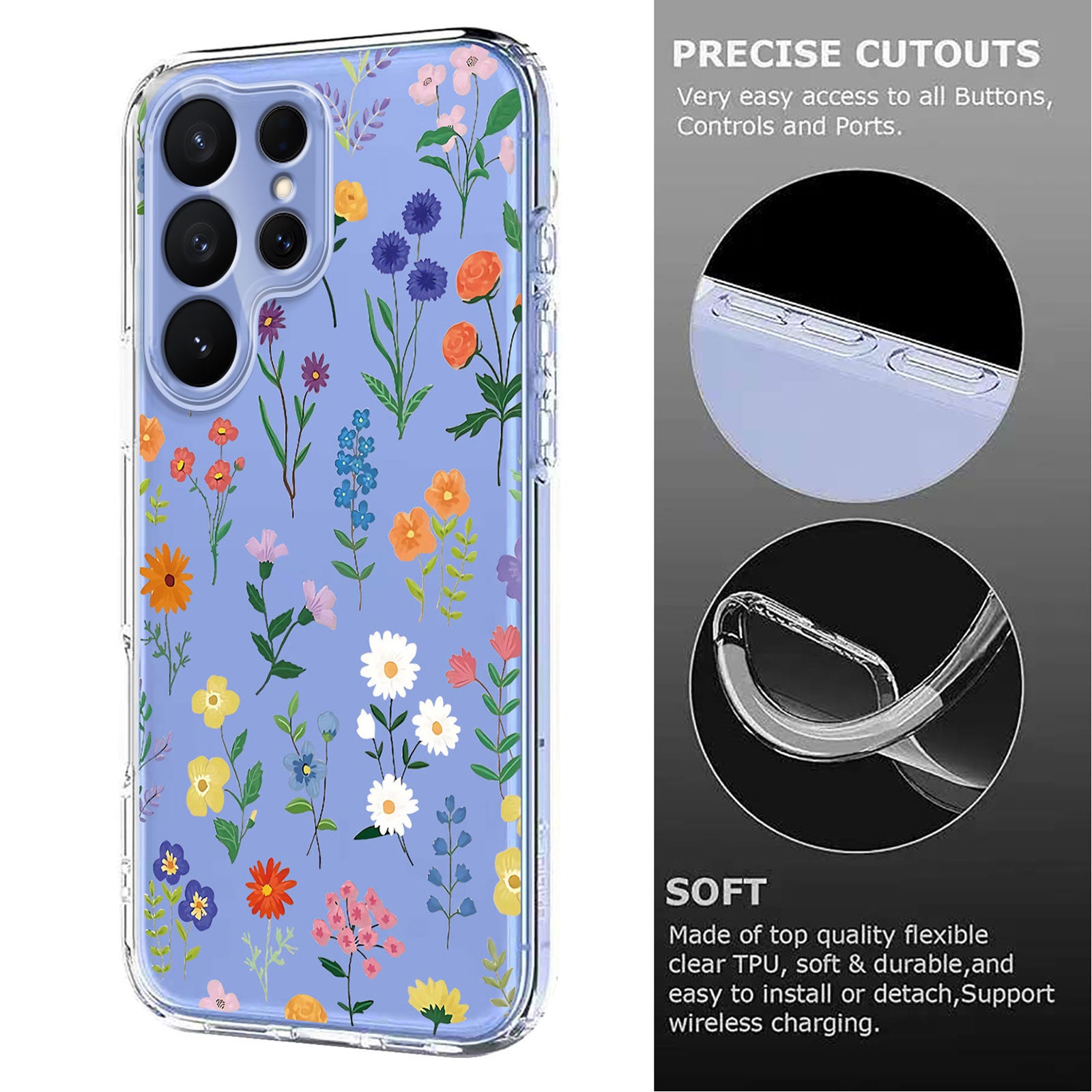 For-Samsung-Galaxy-S26-Ultra-Case-Butterfly-Floral-Pattern-Printing-TPU-Phone-Back-Cover-Daisies