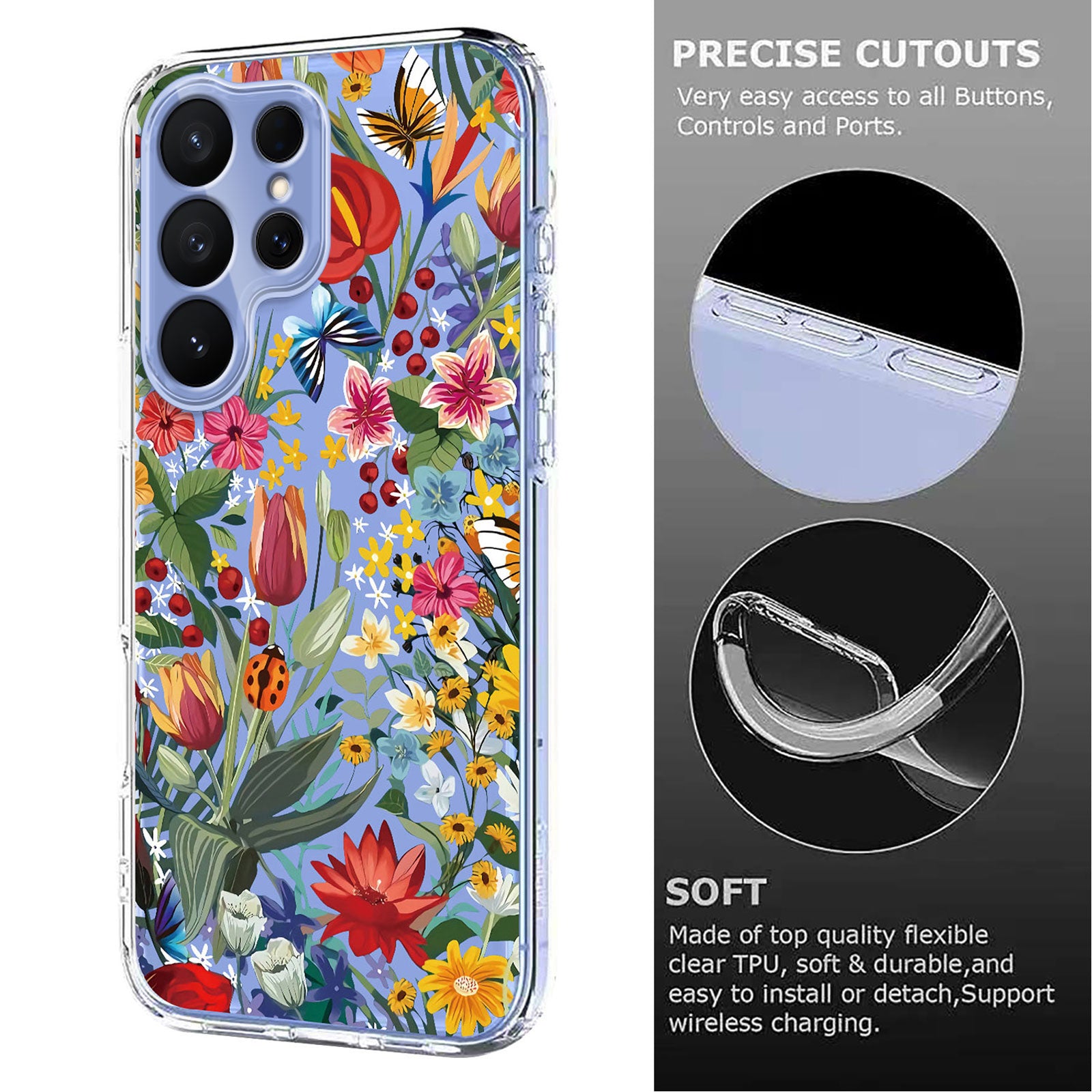 For-Samsung-Galaxy-S26-Ultra-Case-Butterfly-Floral-Pattern-Printing-TPU-Phone-Back-Cover-Lilies