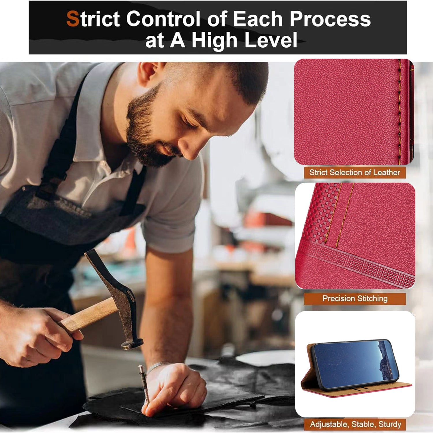 For-Samsung-Galaxy-S26-/-S26-Pro-Case-L-Shaped-Grid-Pattern-Leather-Stand-Phone-Cover-with-Card-Slots-Red