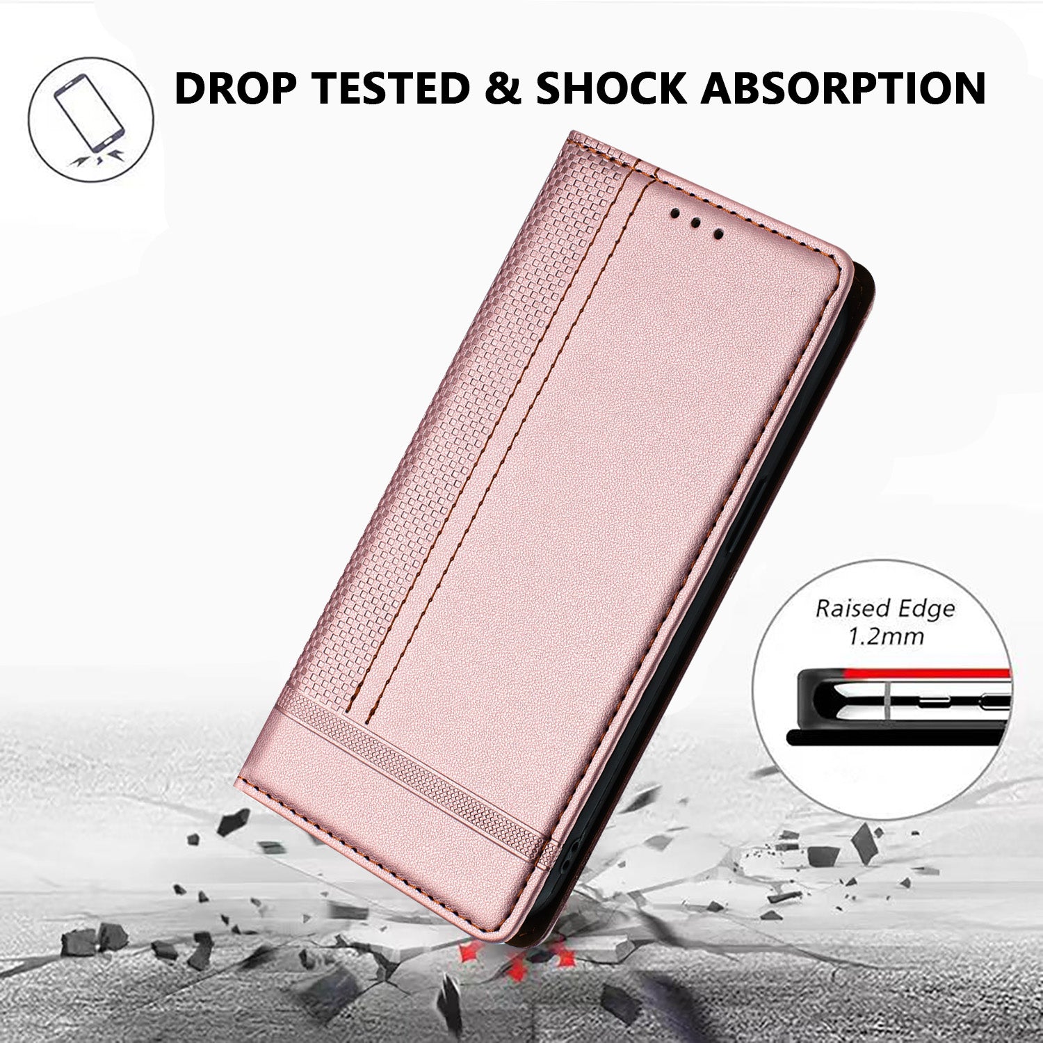 For-Samsung-Galaxy-S26-/-S26-Pro-Case-L-Shaped-Grid-Pattern-Leather-Stand-Phone-Cover-with-Card-Slots-Rose-Gold