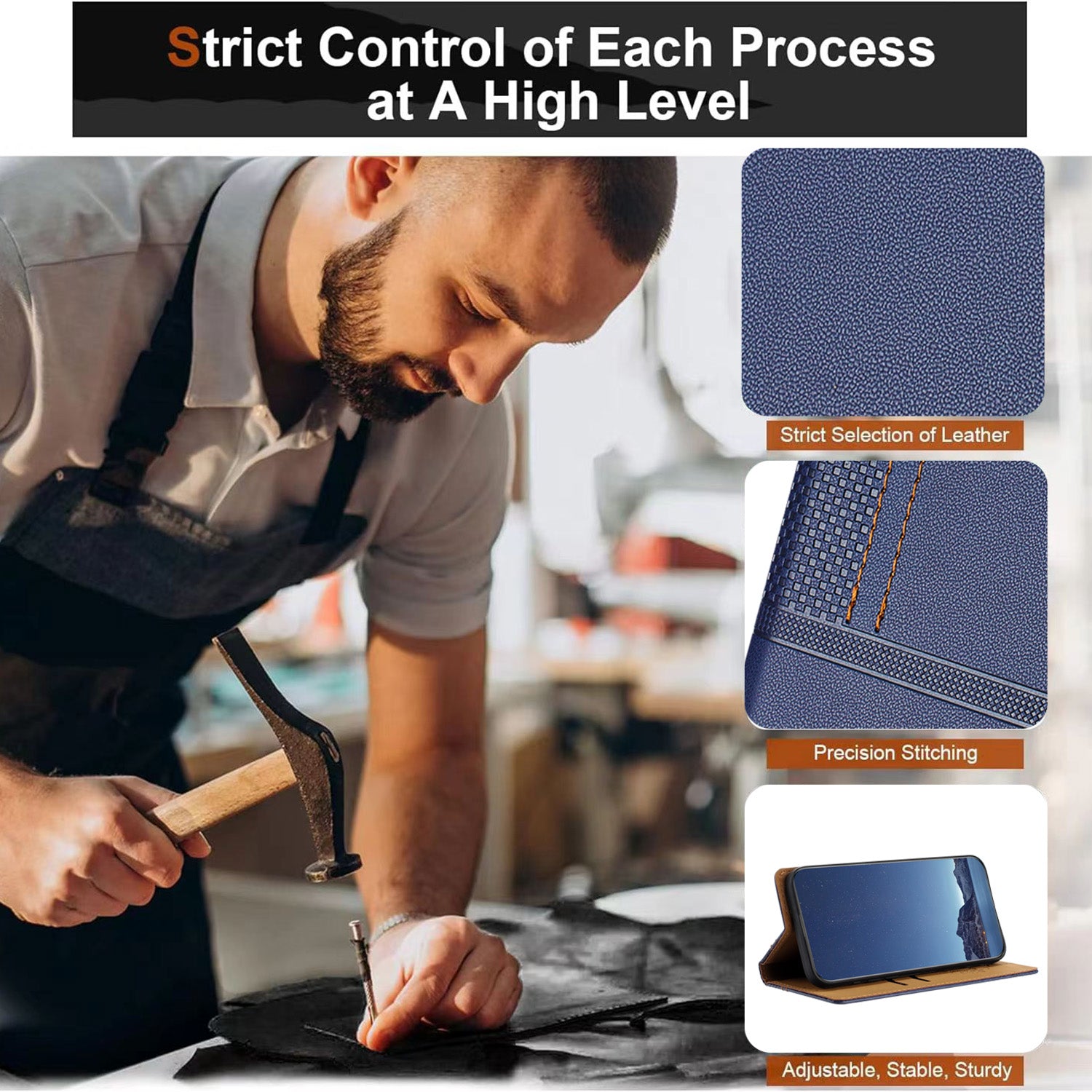 For-Samsung-Galaxy-S26-Ultra-Case-L-Shaped-Grid-Pattern-Leather-Stand-Phone-Cover-with-Card-Slots-Blue