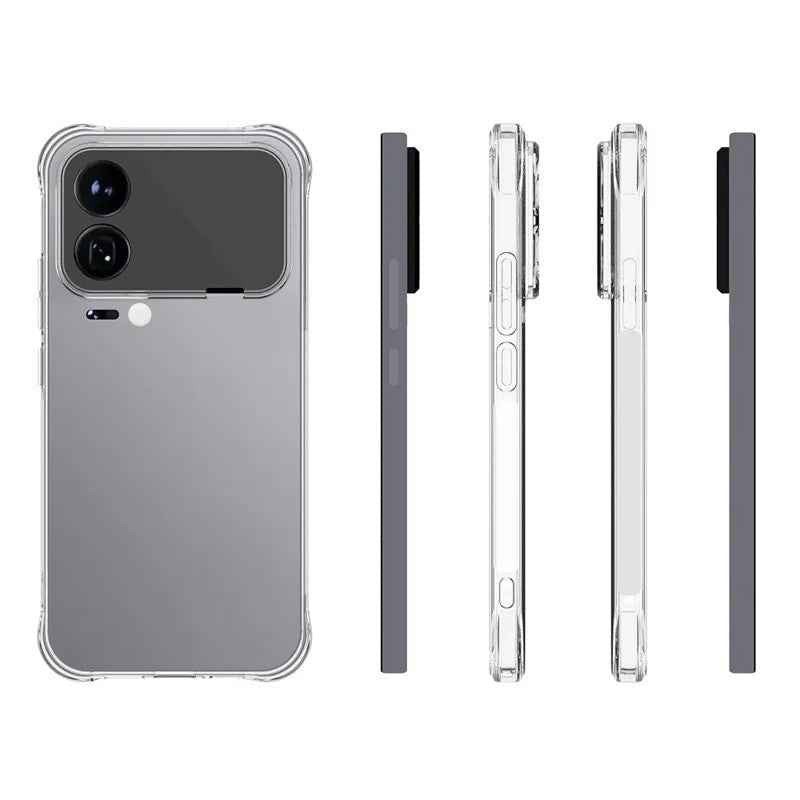 For Xiaomi 17 Pro Case with 2Pcs Tempered Glass Films WANLONFENG WL2 Series  2.0mm TPU Phone Cover (Big Lens Hole) - Transparent
