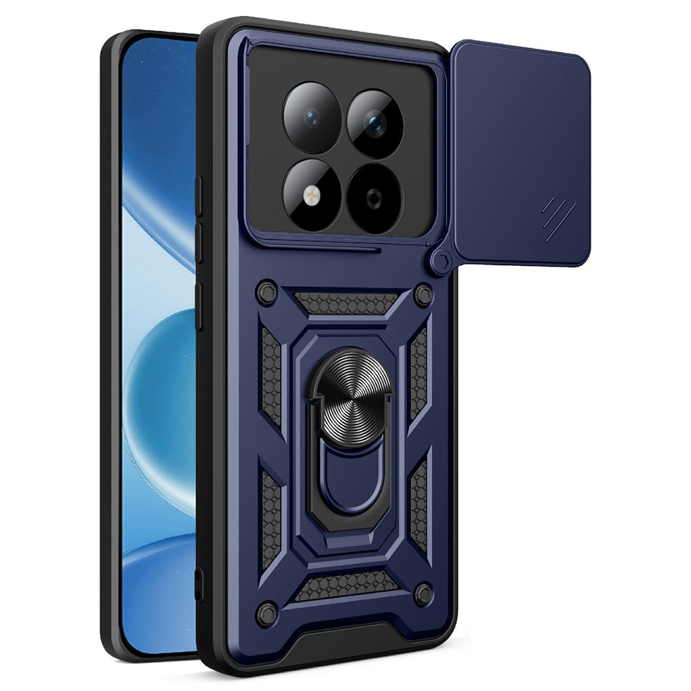 For Xiaomi Redmi Note 15 Pro 5G (Global) Case with Slide Camera Lid PC + TPU Kickstand Phone Cover - Blue
