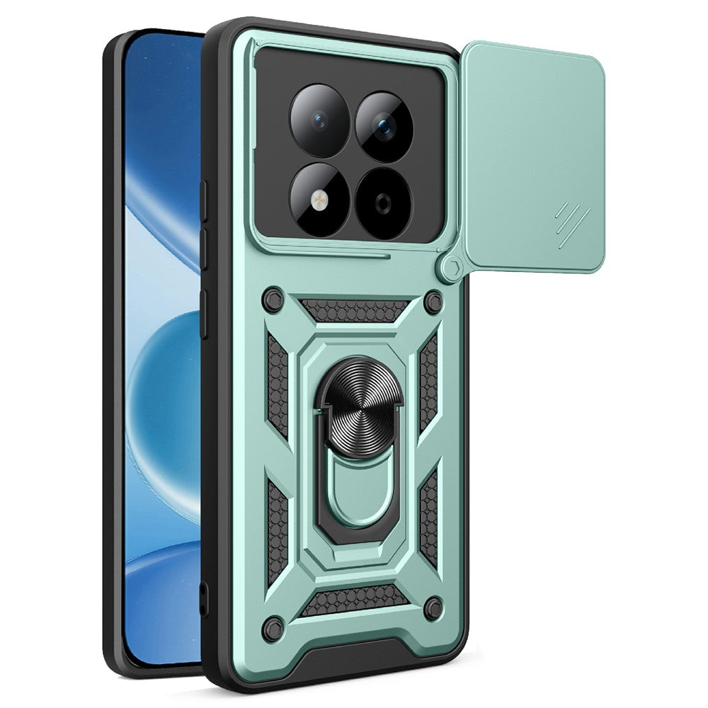 For Xiaomi Redmi Note 15 Pro 5G (Global) Case with Slide Camera Lid PC + TPU Kickstand Phone Cover - Green