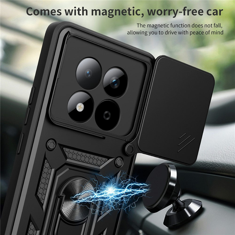 For Xiaomi Redmi Note 15 Pro 5G (Global) Case with Slide Camera Lid PC + TPU Kickstand Phone Cover - Silver