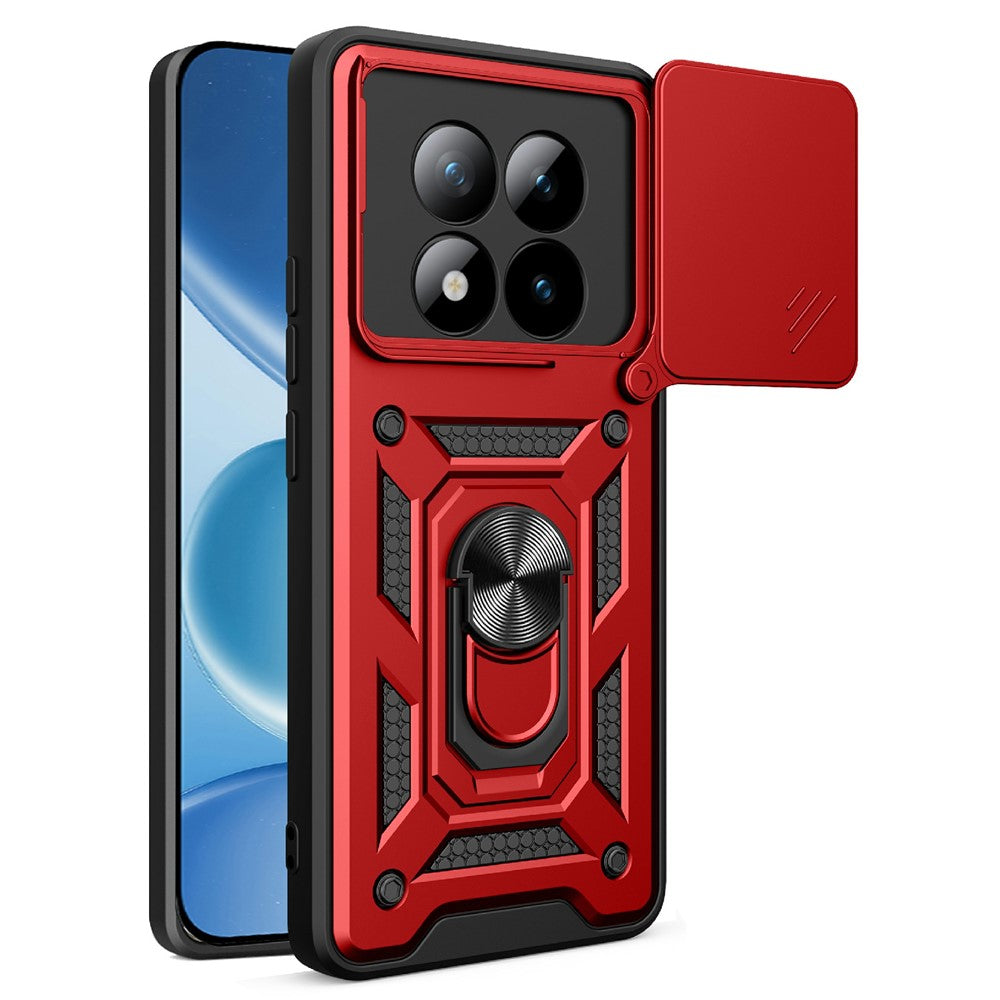 For Xiaomi Poco M8 Pro 5G / Redmi Note 15 Pro+ 5G (Global) Case with Slide Camera Lid PC + TPU Kickstand Phone Cover - Red