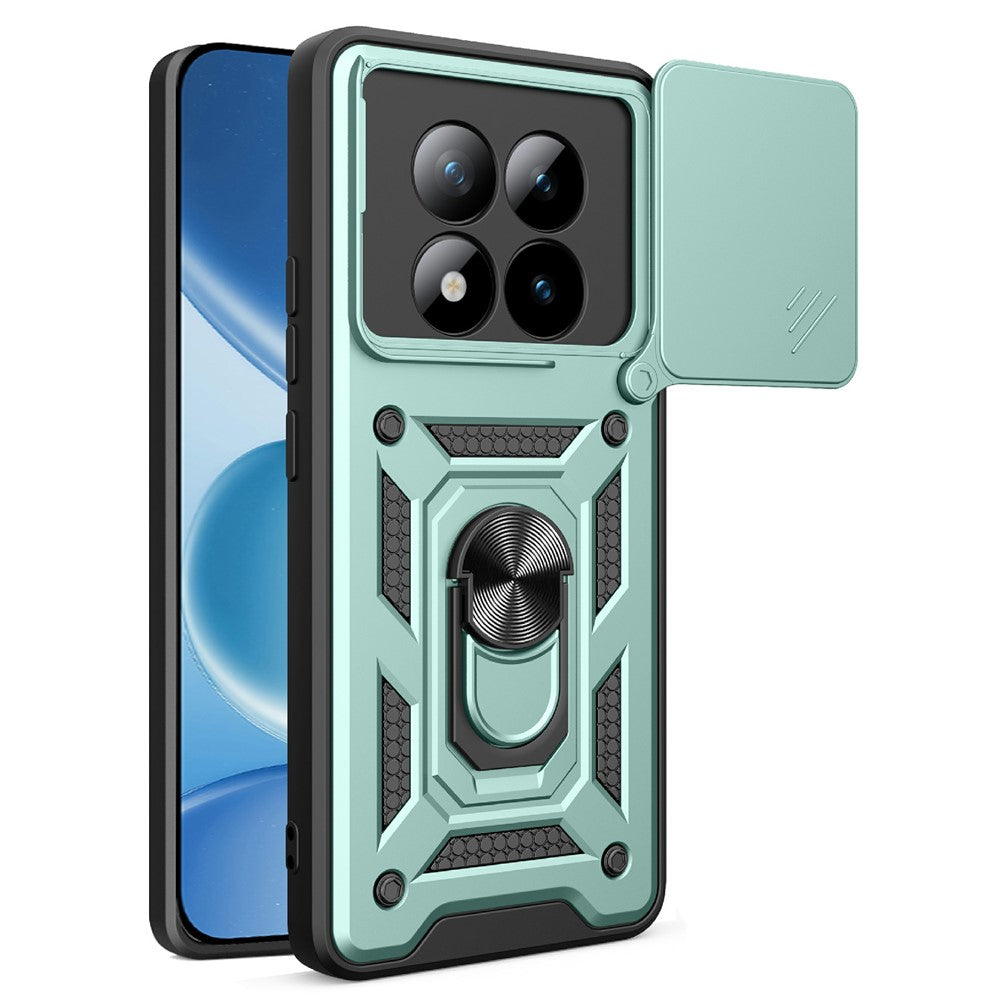 For Xiaomi Poco M8 Pro 5G / Redmi Note 15 Pro+ 5G (Global) Case with Slide Camera Lid PC + TPU Kickstand Phone Cover - Green