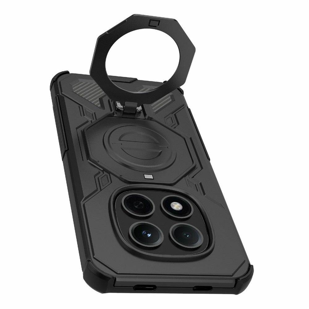 For Xiaomi Redmi Note 15 Pro 5G (Global) Magnetic Case Rotating Metal Kickstand Shockproof PC + TPU Phone Back Cover - Black