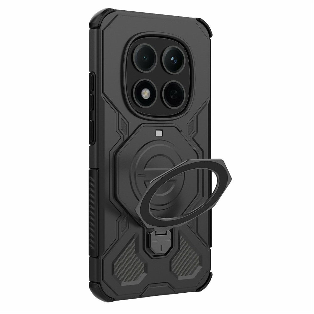 For Xiaomi Redmi Note 15 Pro 5G (Global) Magnetic Case Rotating Metal Kickstand Shockproof PC + TPU Phone Back Cover - Black
