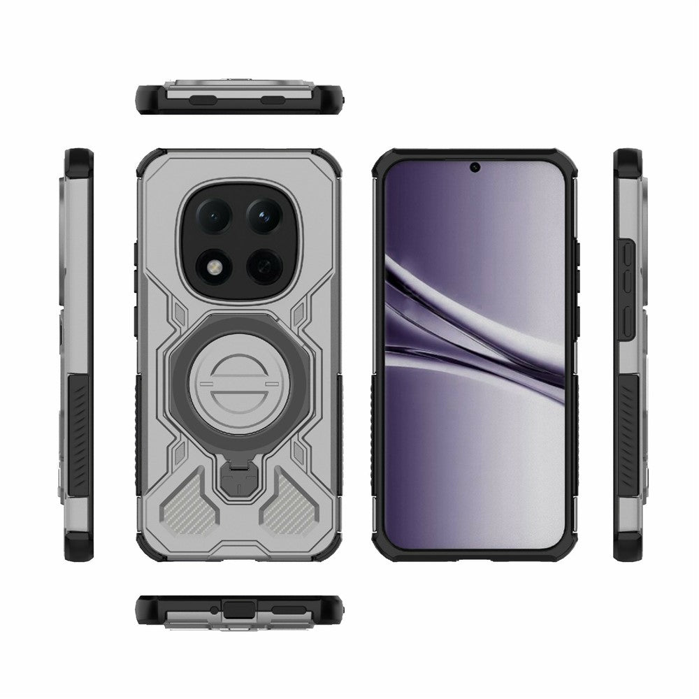 For Xiaomi Redmi Note 15 Pro 5G (Global) Magnetic Case Rotating Metal Kickstand Shockproof PC + TPU Phone Back Cover - Grey