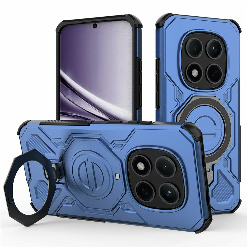For Xiaomi Redmi Note 15 Pro 5G (Global) Magnetic Case Rotating Metal Kickstand Shockproof PC + TPU Phone Back Cover - Dark Blue