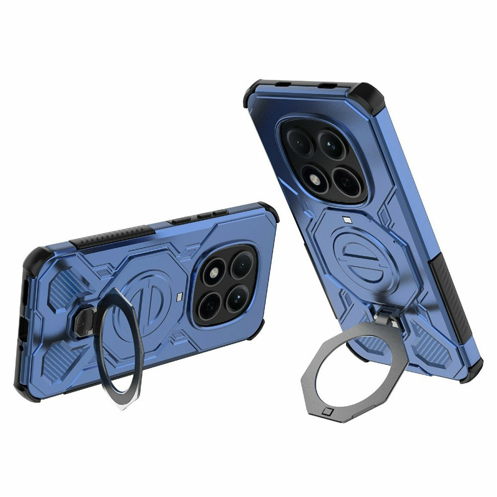 For Xiaomi Redmi Note 15 Pro 5G (Global) Magnetic Case Rotating Metal Kickstand Shockproof PC + TPU Phone Back Cover - Dark Blue