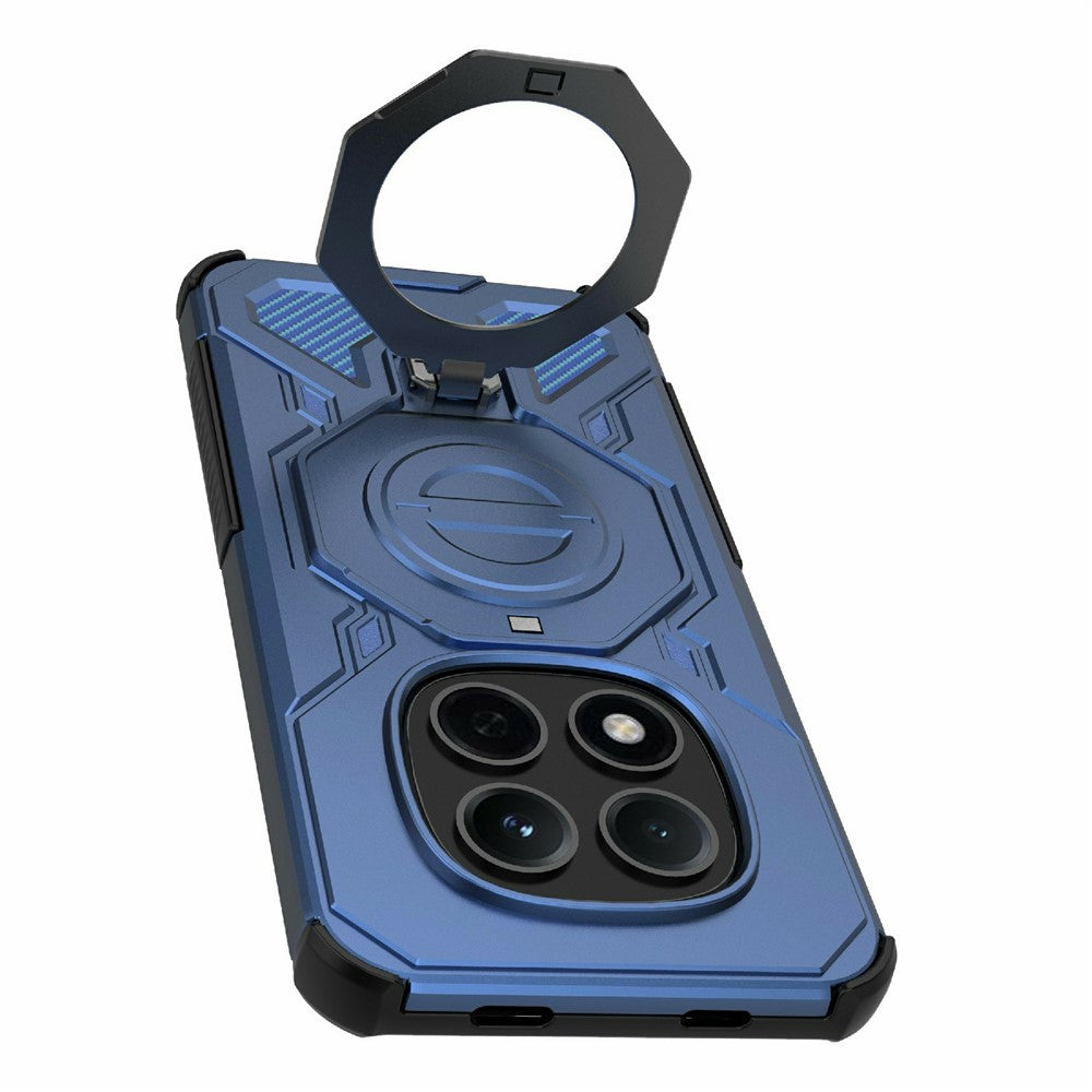 For Xiaomi Redmi Note 15 Pro 5G (Global) Magnetic Case Rotating Metal Kickstand Shockproof PC + TPU Phone Back Cover - Dark Blue
