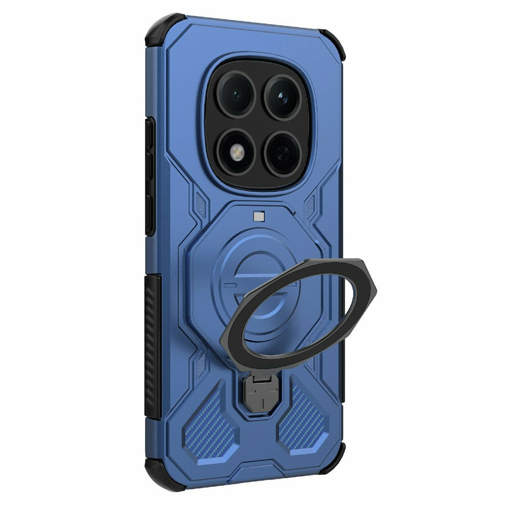For Xiaomi Redmi Note 15 Pro 5G (Global) Magnetic Case Rotating Metal Kickstand Shockproof PC + TPU Phone Back Cover - Dark Blue