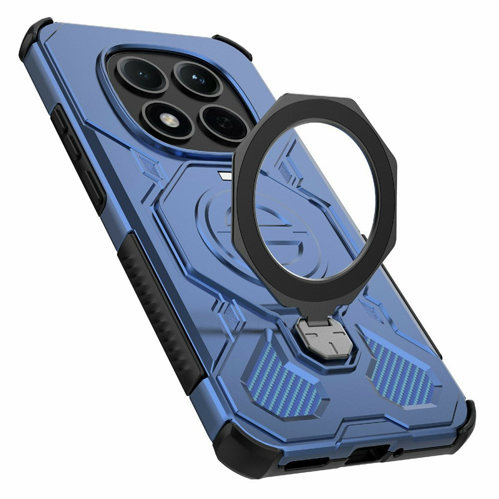 For Xiaomi Redmi Note 15 Pro 5G (Global) Magnetic Case Rotating Metal Kickstand Shockproof PC + TPU Phone Back Cover - Dark Blue