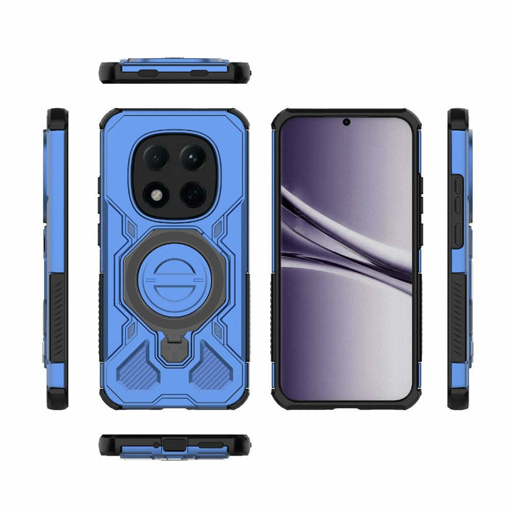 For Xiaomi Redmi Note 15 Pro 5G (Global) Magnetic Case Rotating Metal Kickstand Shockproof PC + TPU Phone Back Cover - Dark Blue