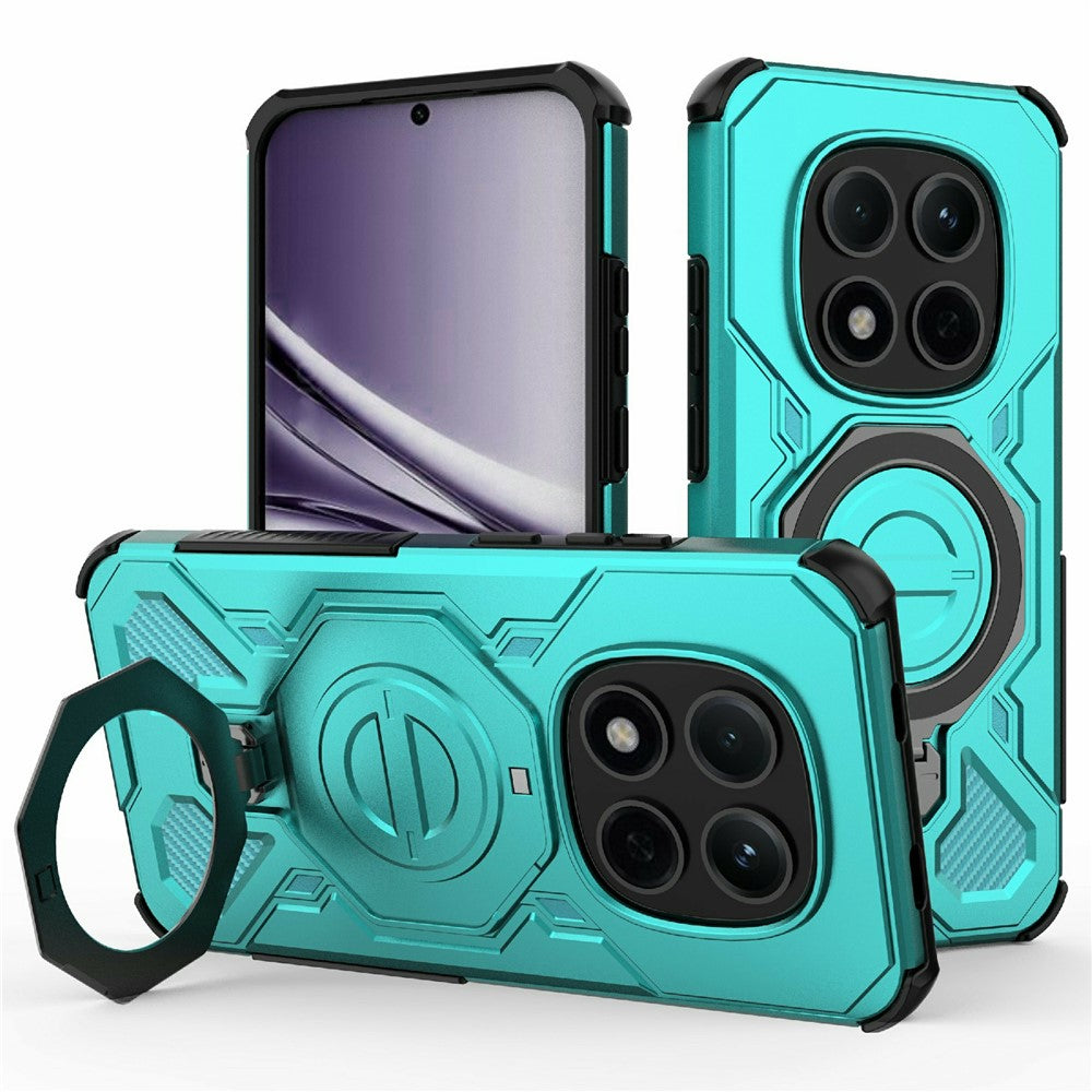 For Xiaomi Redmi Note 15 Pro 5G (Global) Magnetic Case Rotating Metal Kickstand Shockproof PC + TPU Phone Back Cover - Baby Blue