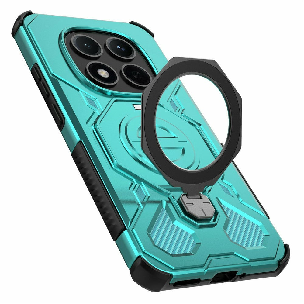 For Xiaomi Redmi Note 15 Pro 5G (Global) Magnetic Case Rotating Metal Kickstand Shockproof PC + TPU Phone Back Cover - Baby Blue