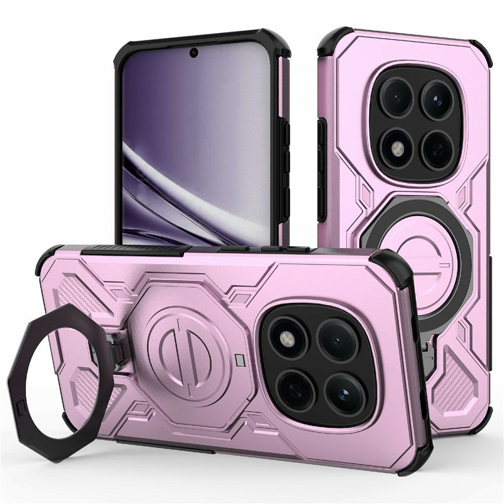 For Xiaomi Redmi Note 15 Pro 5G (Global) Magnetic Case Rotating Metal Kickstand Shockproof PC + TPU Phone Back Cover - Pink