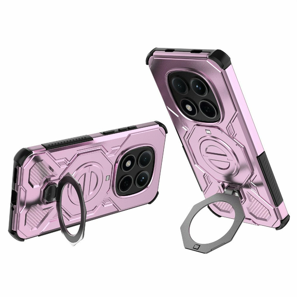 For Xiaomi Redmi Note 15 Pro 5G (Global) Magnetic Case Rotating Metal Kickstand Shockproof PC + TPU Phone Back Cover - Pink