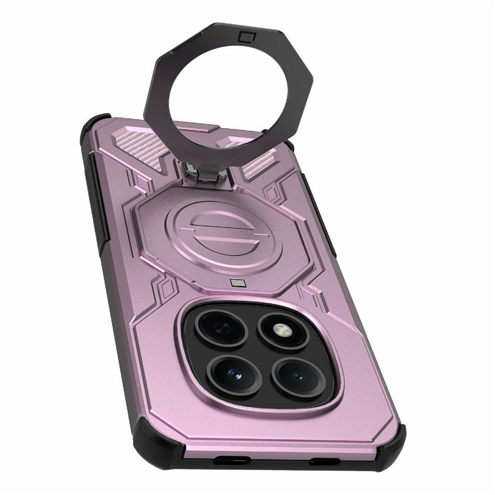 For Xiaomi Redmi Note 15 Pro 5G (Global) Magnetic Case Rotating Metal Kickstand Shockproof PC + TPU Phone Back Cover - Pink