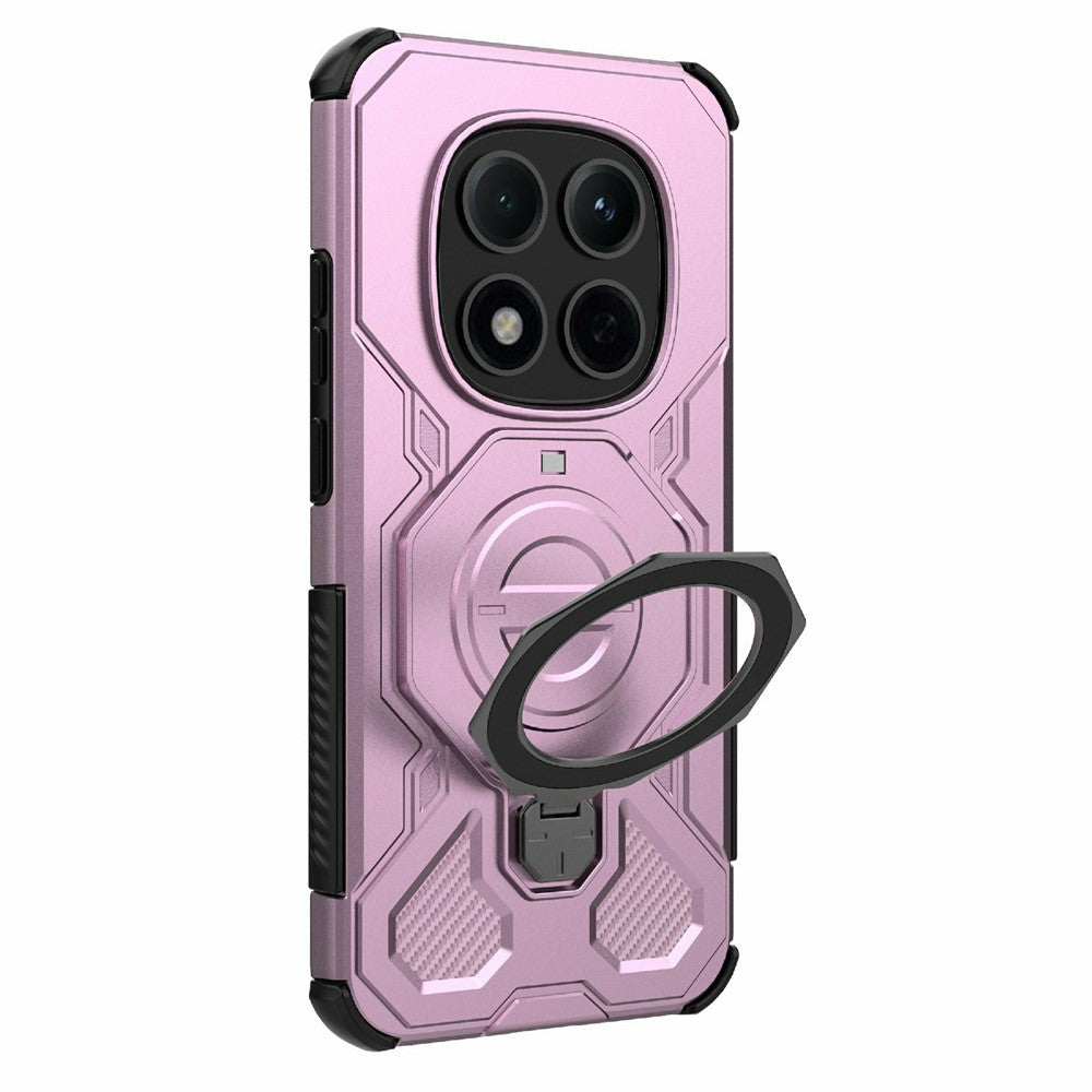 For Xiaomi Redmi Note 15 Pro 5G (Global) Magnetic Case Rotating Metal Kickstand Shockproof PC + TPU Phone Back Cover - Pink