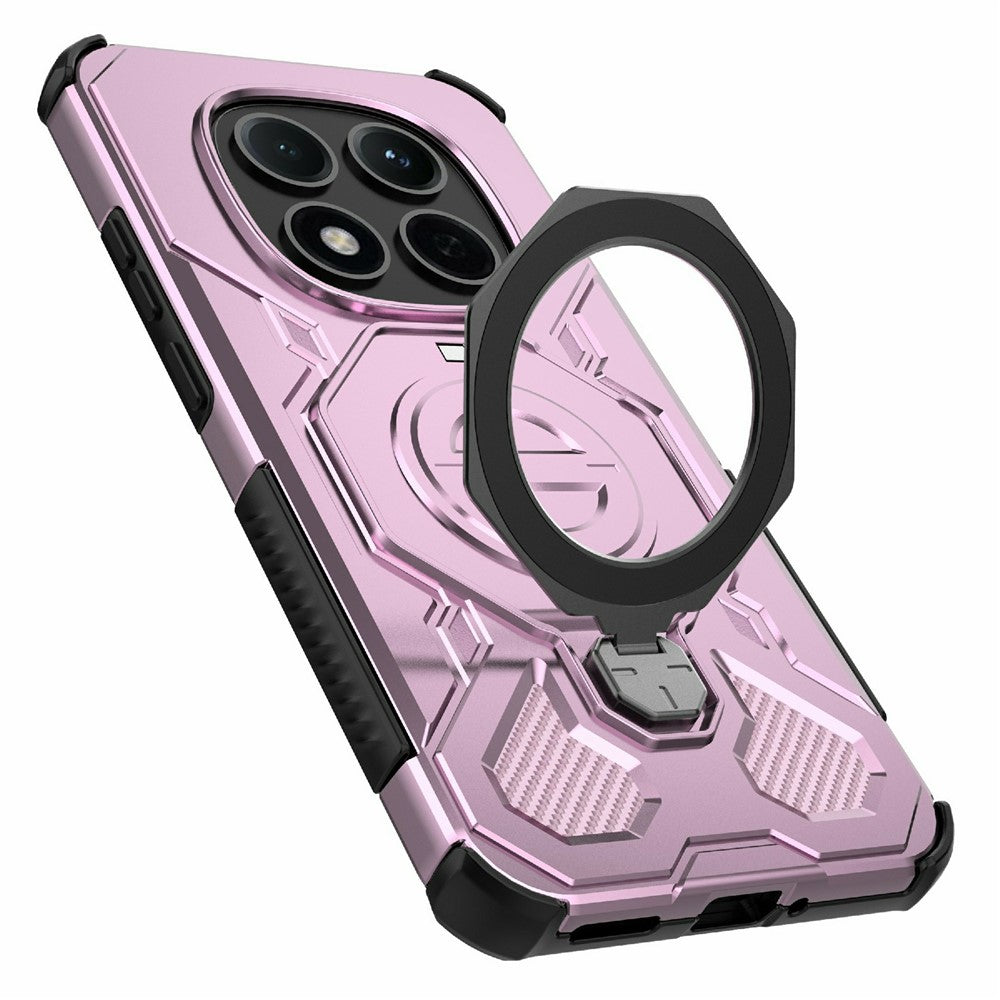 For Xiaomi Redmi Note 15 Pro 5G (Global) Magnetic Case Rotating Metal Kickstand Shockproof PC + TPU Phone Back Cover - Pink