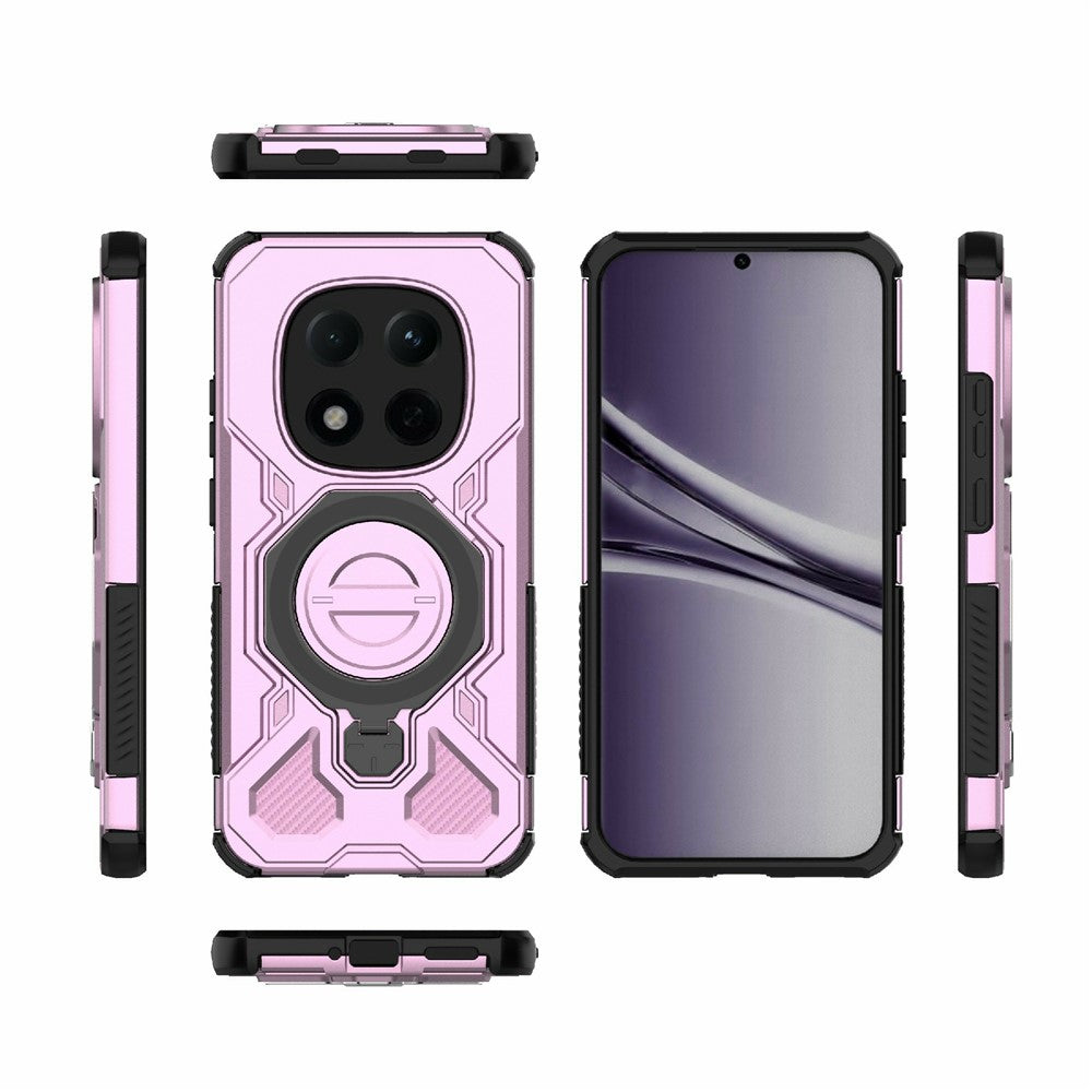 For Xiaomi Redmi Note 15 Pro 5G (Global) Magnetic Case Rotating Metal Kickstand Shockproof PC + TPU Phone Back Cover - Pink