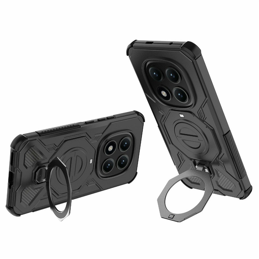 For Xiaomi Poco M8 Pro 5G / Redmi Note 15 Pro+ 5G (Global) Magnetic Case Rotating Metal Kickstand Shockproof PC + TPU Phone Back Cover - Black