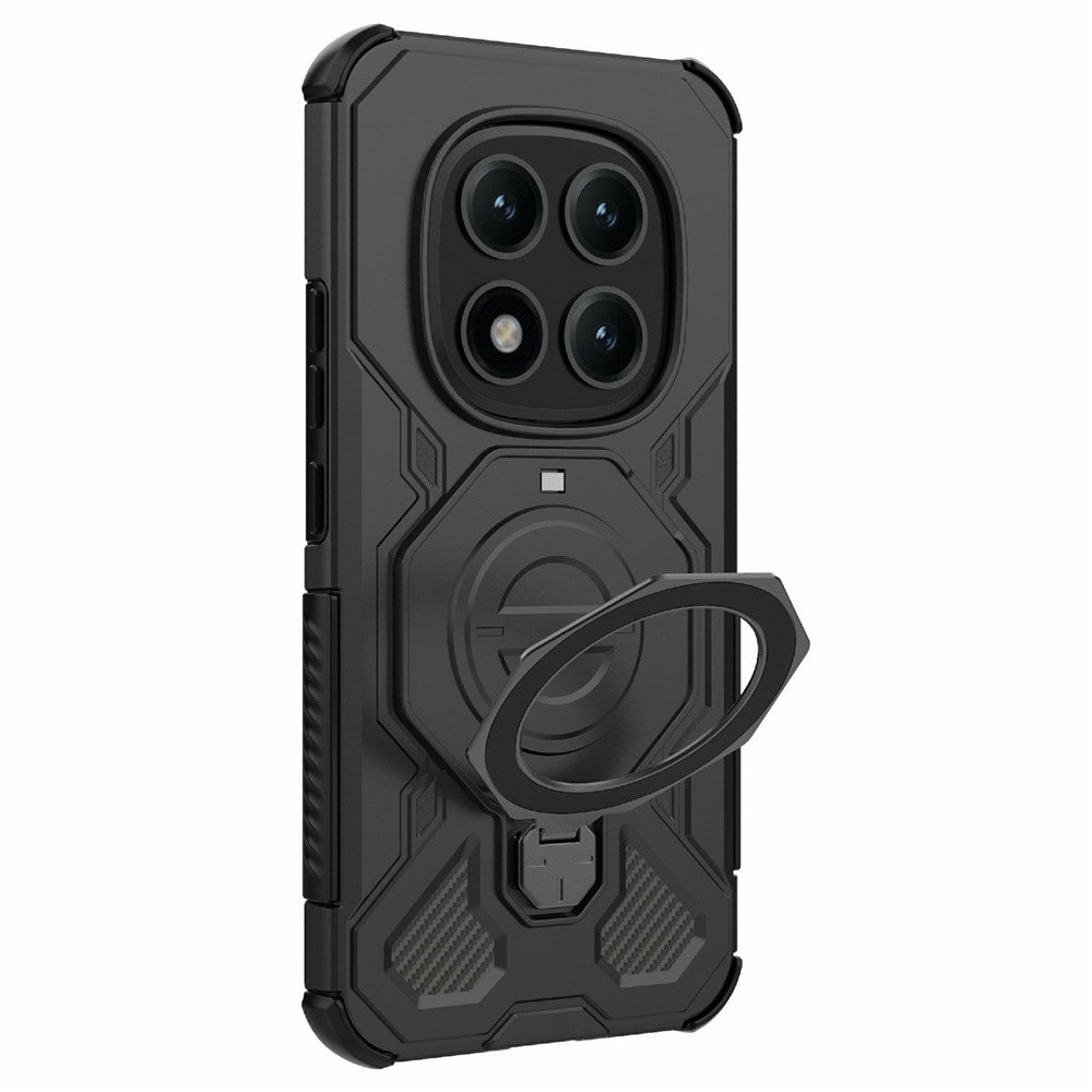 For Xiaomi Poco M8 Pro 5G / Redmi Note 15 Pro+ 5G (Global) Magnetic Case Rotating Metal Kickstand Shockproof PC + TPU Phone Back Cover - Black