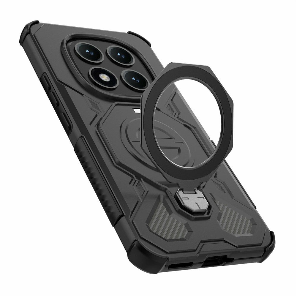 For Xiaomi Poco M8 Pro 5G / Redmi Note 15 Pro+ 5G (Global) Magnetic Case Rotating Metal Kickstand Shockproof PC + TPU Phone Back Cover - Black