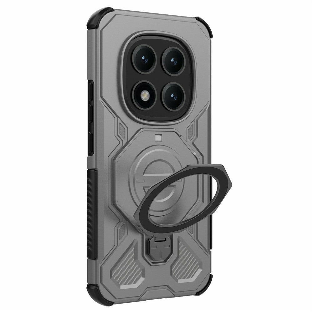 For Xiaomi Poco M8 Pro 5G / Redmi Note 15 Pro+ 5G (Global) Magnetic Case Rotating Metal Kickstand Shockproof PC + TPU Phone Back Cover - Grey