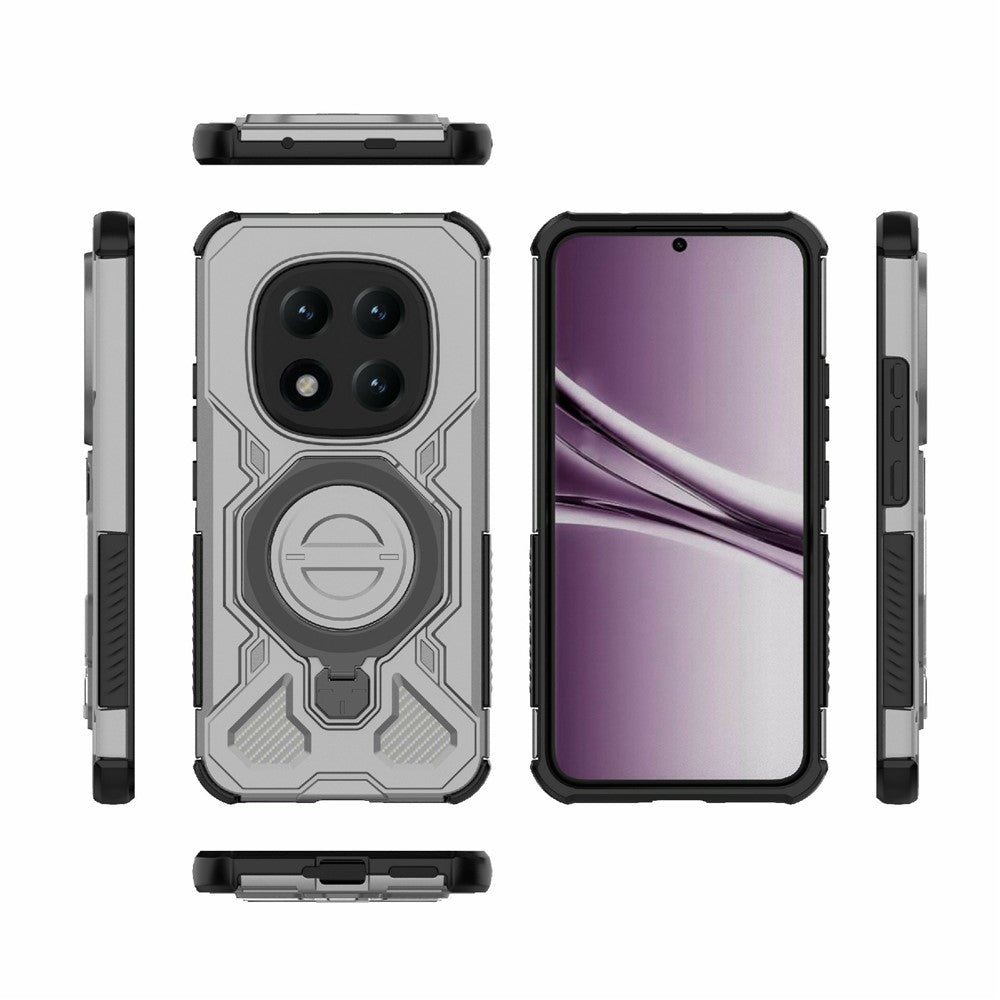 For Xiaomi Poco M8 Pro 5G / Redmi Note 15 Pro+ 5G (Global) Magnetic Case Rotating Metal Kickstand Shockproof PC + TPU Phone Back Cover - Grey